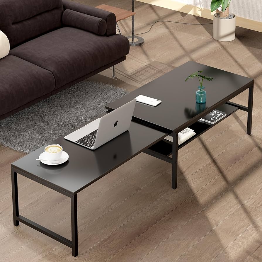 Amazon.co.jp : LunarLight ローテーブル 幅伸縮80.5-142.7奥行き45高